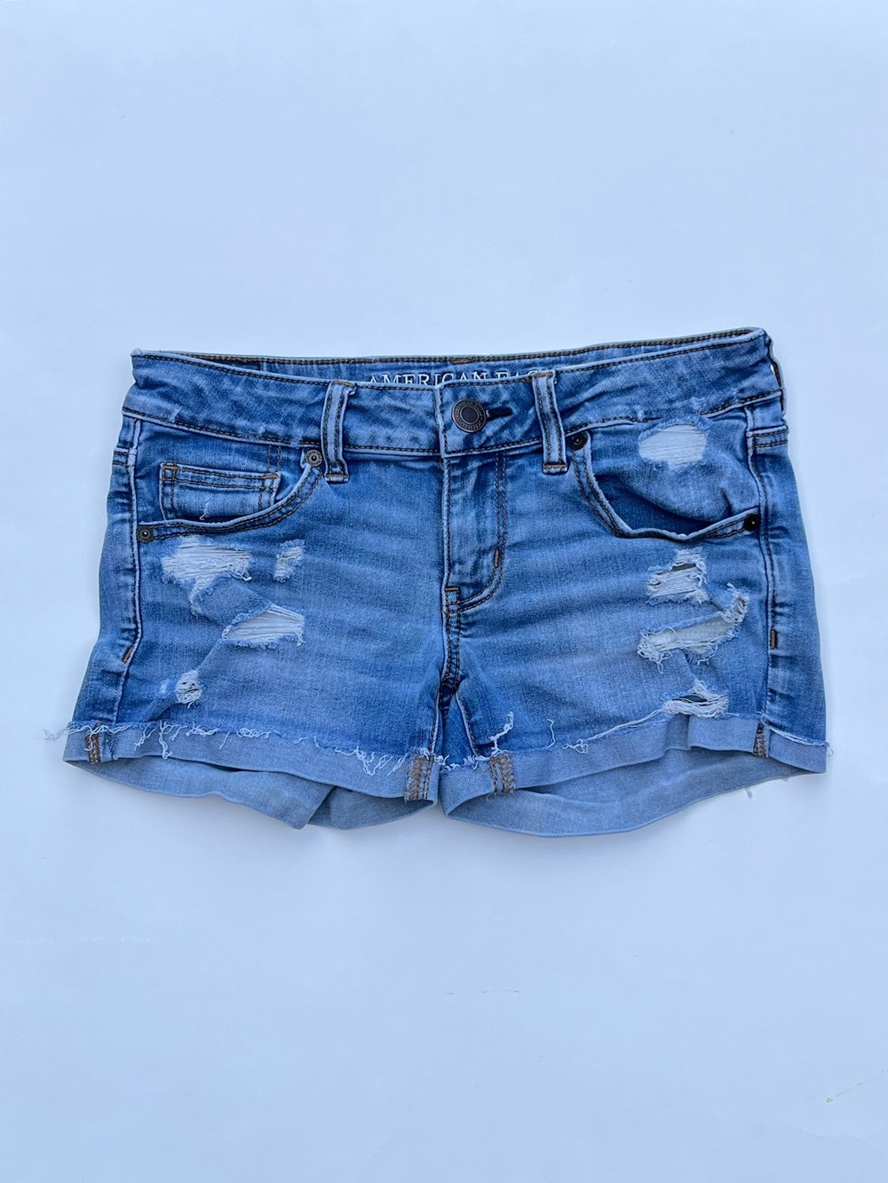 American Eagle Distressed Denim Shorts, Size 4 - Picture 1 of 4